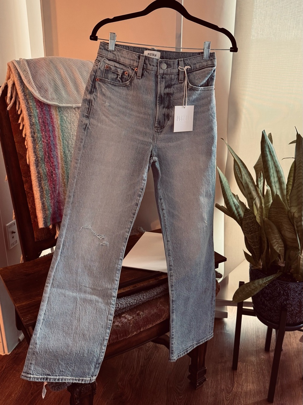pistola Light Wash Straight-Leg Jeans